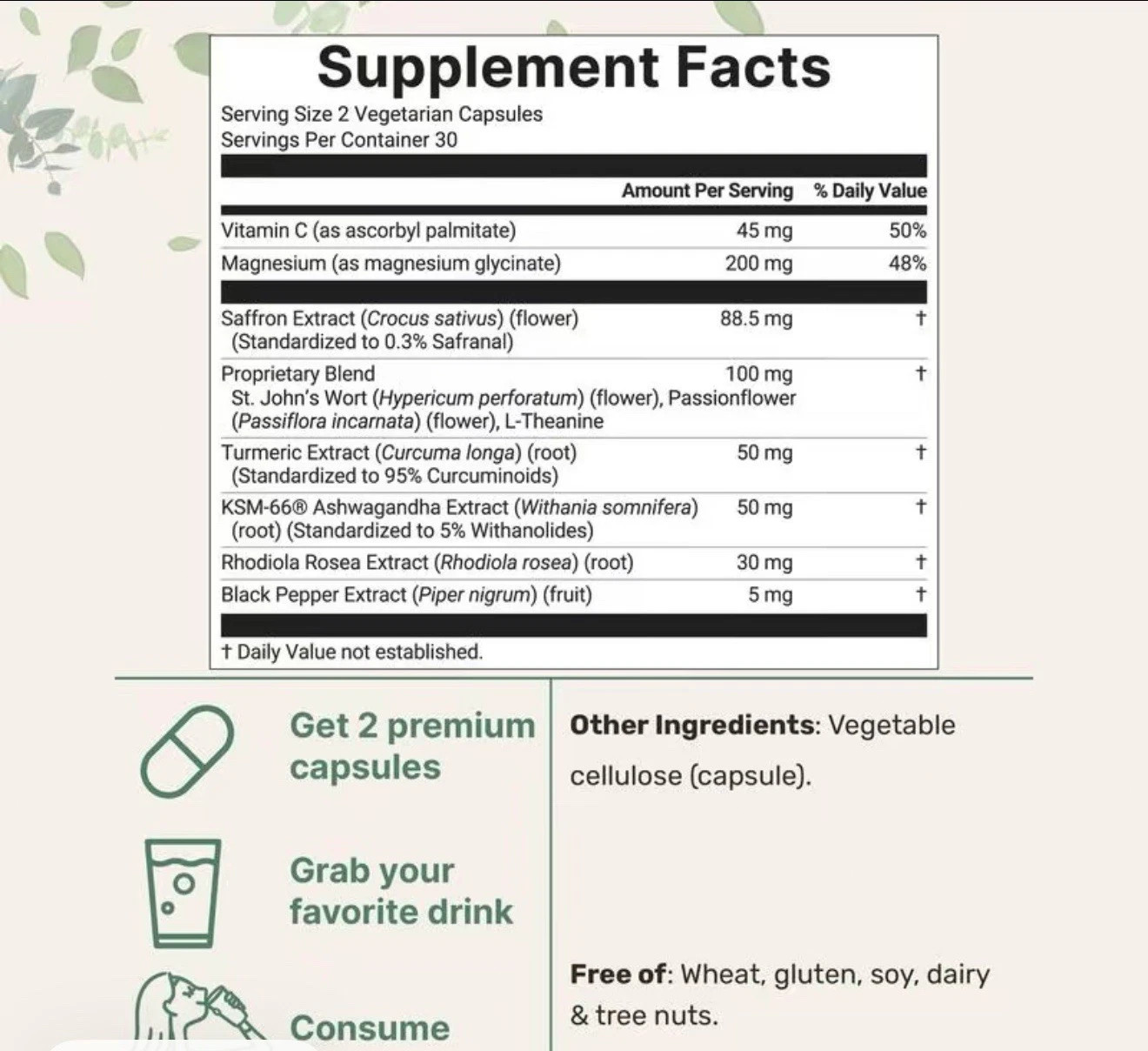 US Saffron Extract Advanced Supplements 60 Veggie Capsules 10-in-1 with Saffron