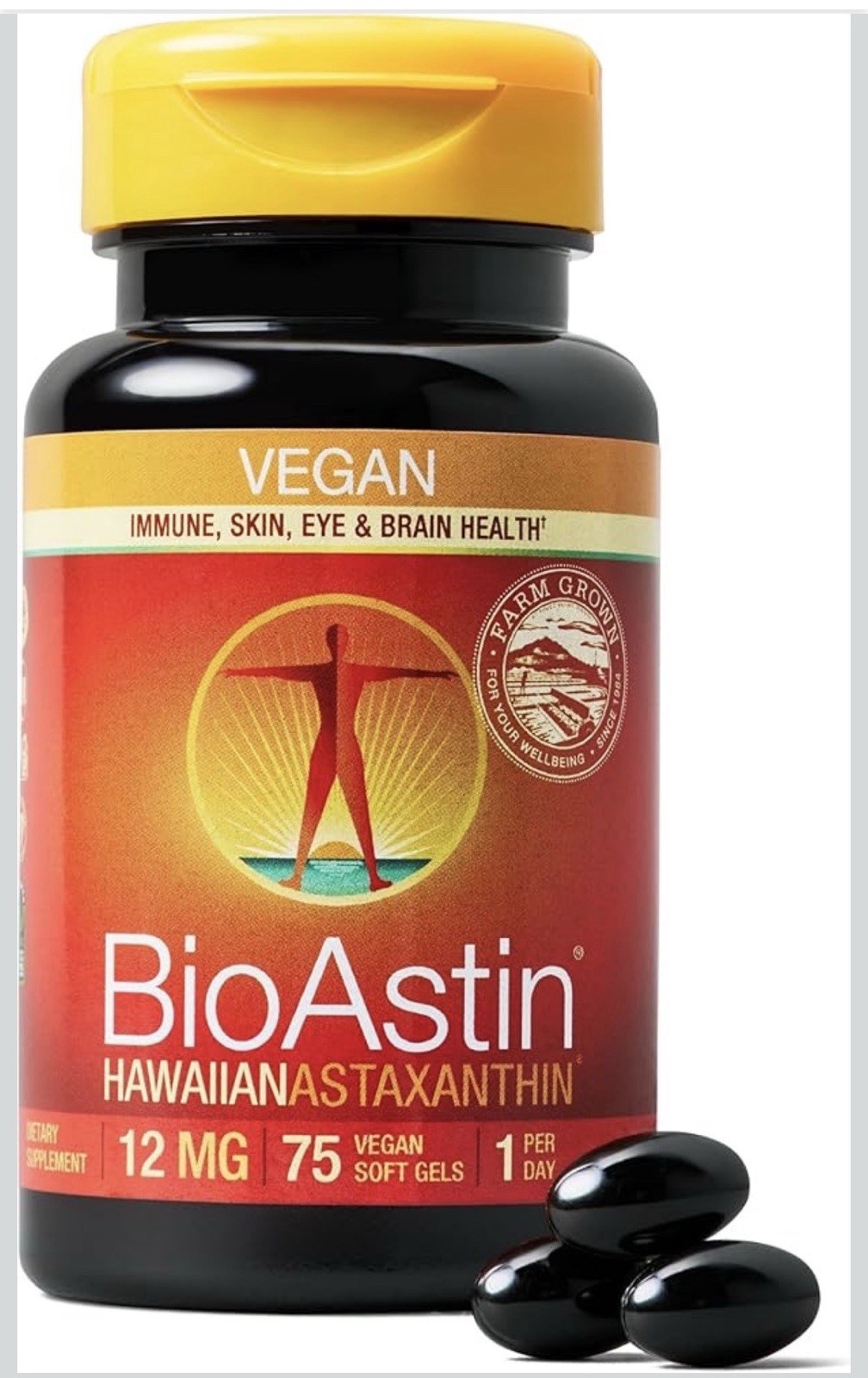 Nutrex Hawaii Bioastin, Veg, 12Mg – 75 Vegan Capsules exp 05/2028