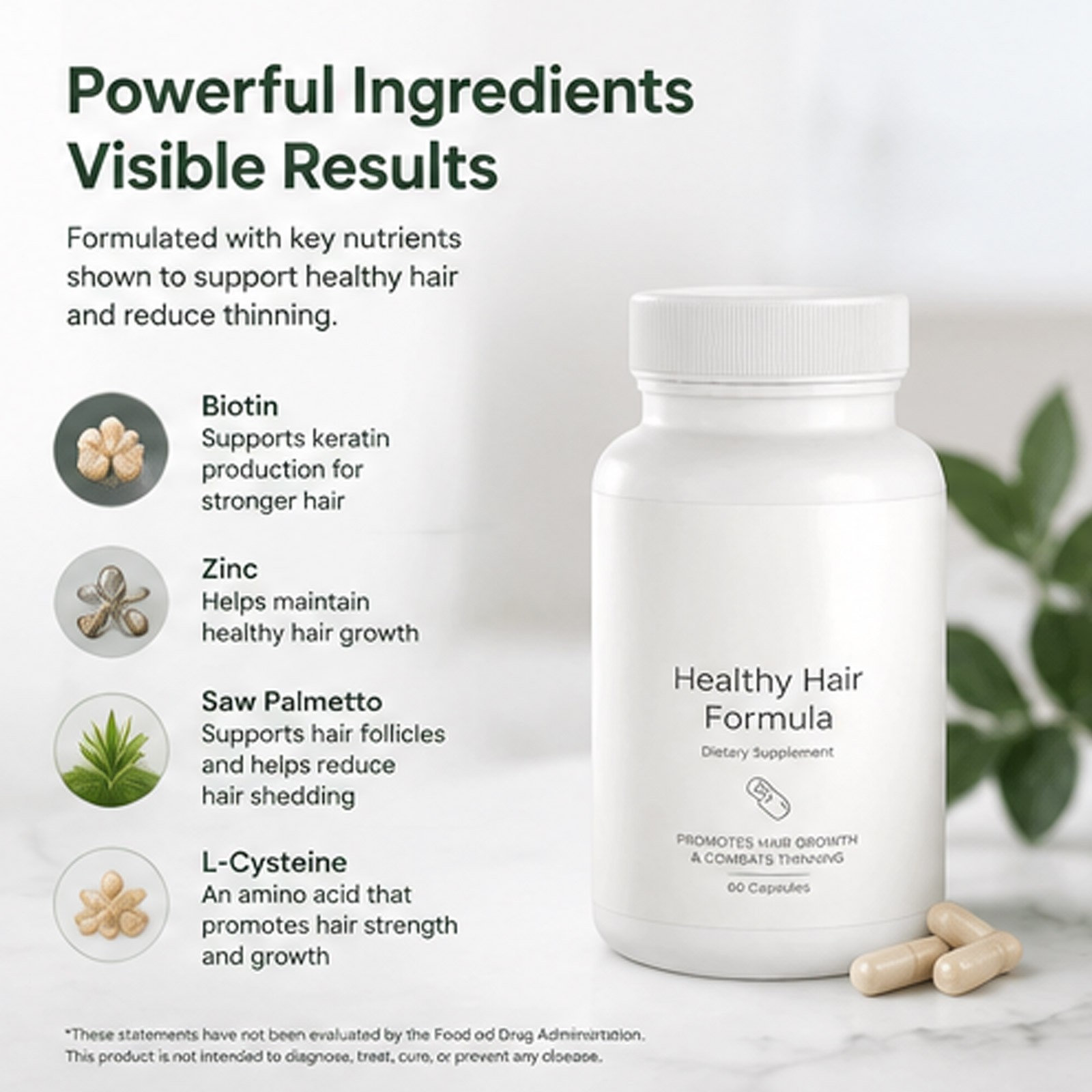 Healthy Hair Formula – NOOR Hair Growth Support Capsules – 60Caps