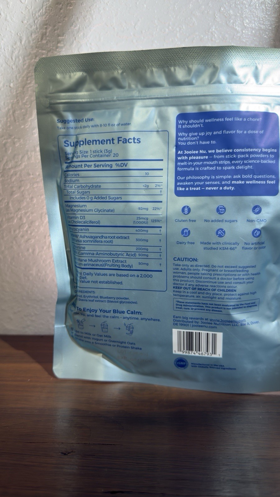 Jooiee Nu EasyCalm Blue Drink Mix Berry Splash Calming+Immunity 20ct 60g
