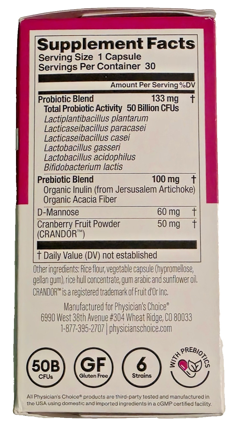 Physician’s Choice Women’s Probiotic 30 Veggie Caps Exp: April 2027