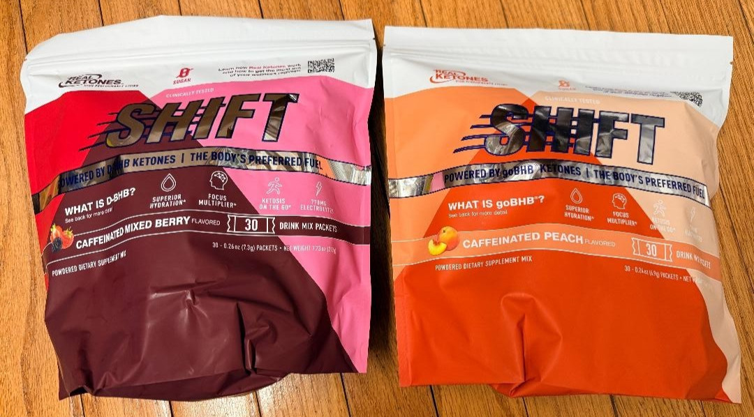Real Ketones, Shift, caffeinated peach & mixed berry, total 60 days supply