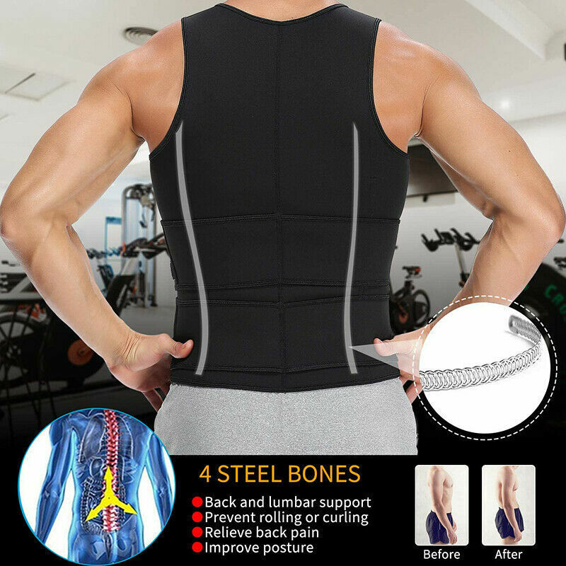 2022 New Men’s Compression T-Shirt Waist Trainer Body Shaper Fat Burn Sauna Suit