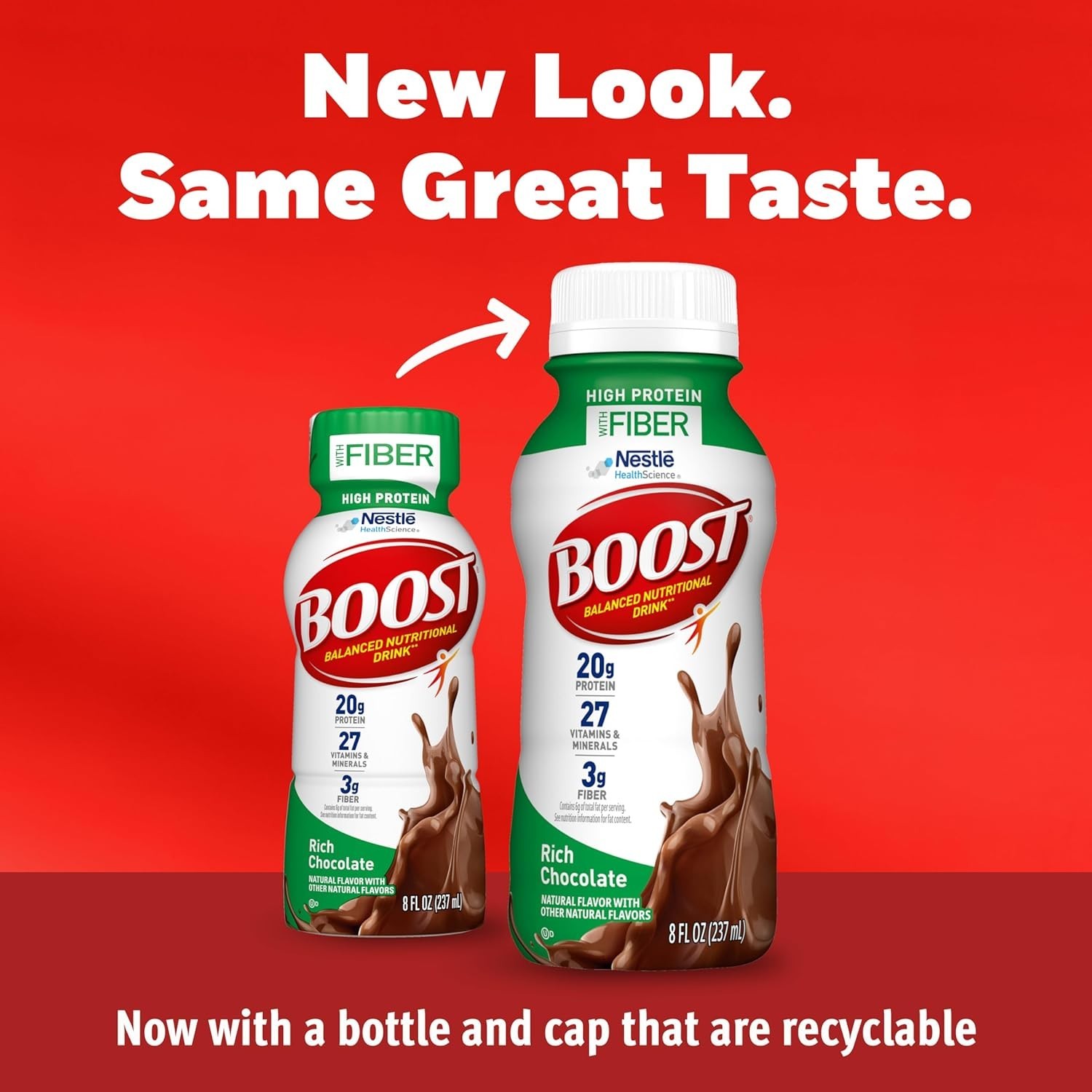 BOOST High Protein with Fiber Ready to Drink Complete Nutritional Drink, Rich Ch
