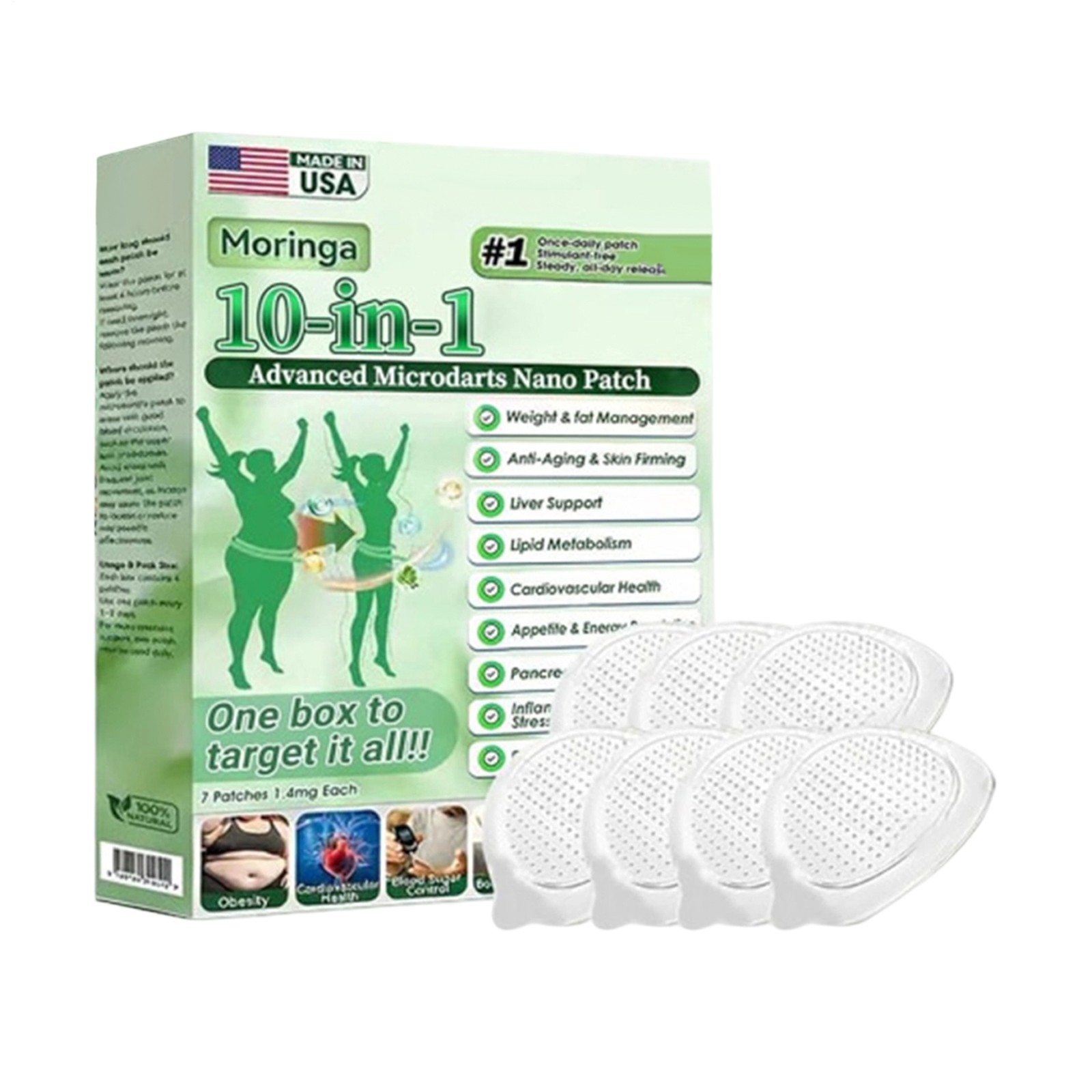 Moringa 10-IN-1 Nano Advanced Microneedle Patch Slimming – 7pcs/box (1-5 BOX)