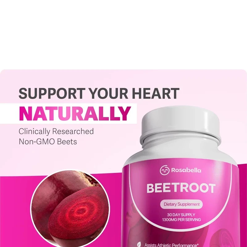 Rosabella Beetroot 1300mg Dietary Supplement 60 Capsules