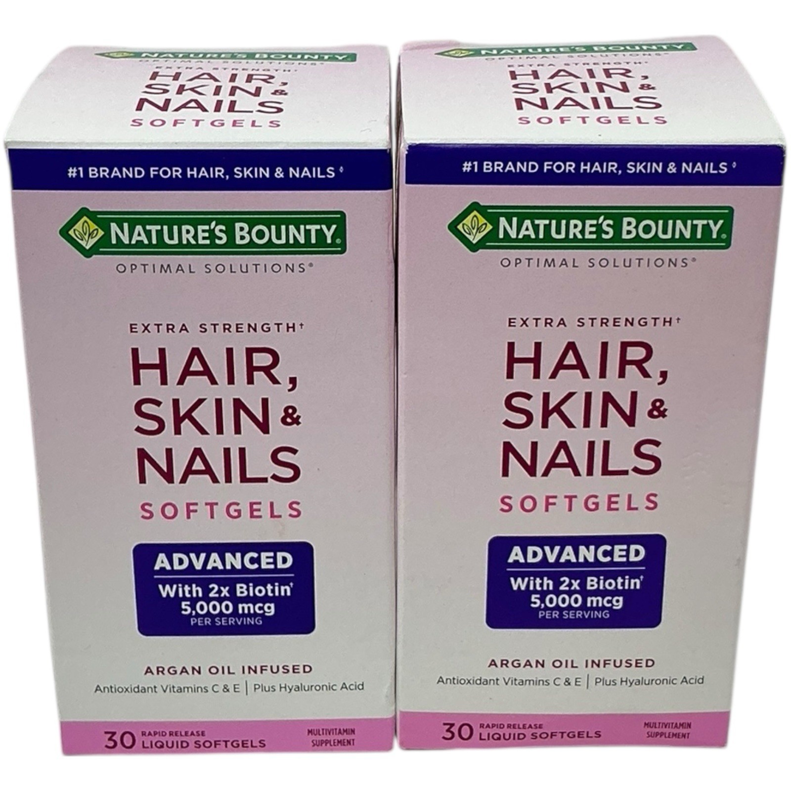 Nature’s Bounty Hair Skin Nails Rapid Release With Biotin Argan Oil Infused X3