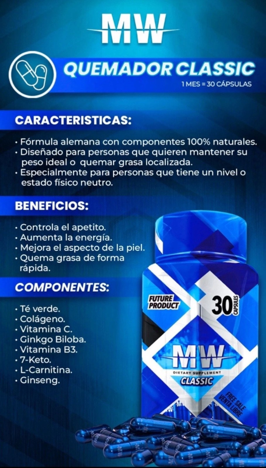 ✅MW FAT BURNER GERMAN FORMULA FOR MEN & WOMEN WEIGHT LOSS Supplement 30 U🔥