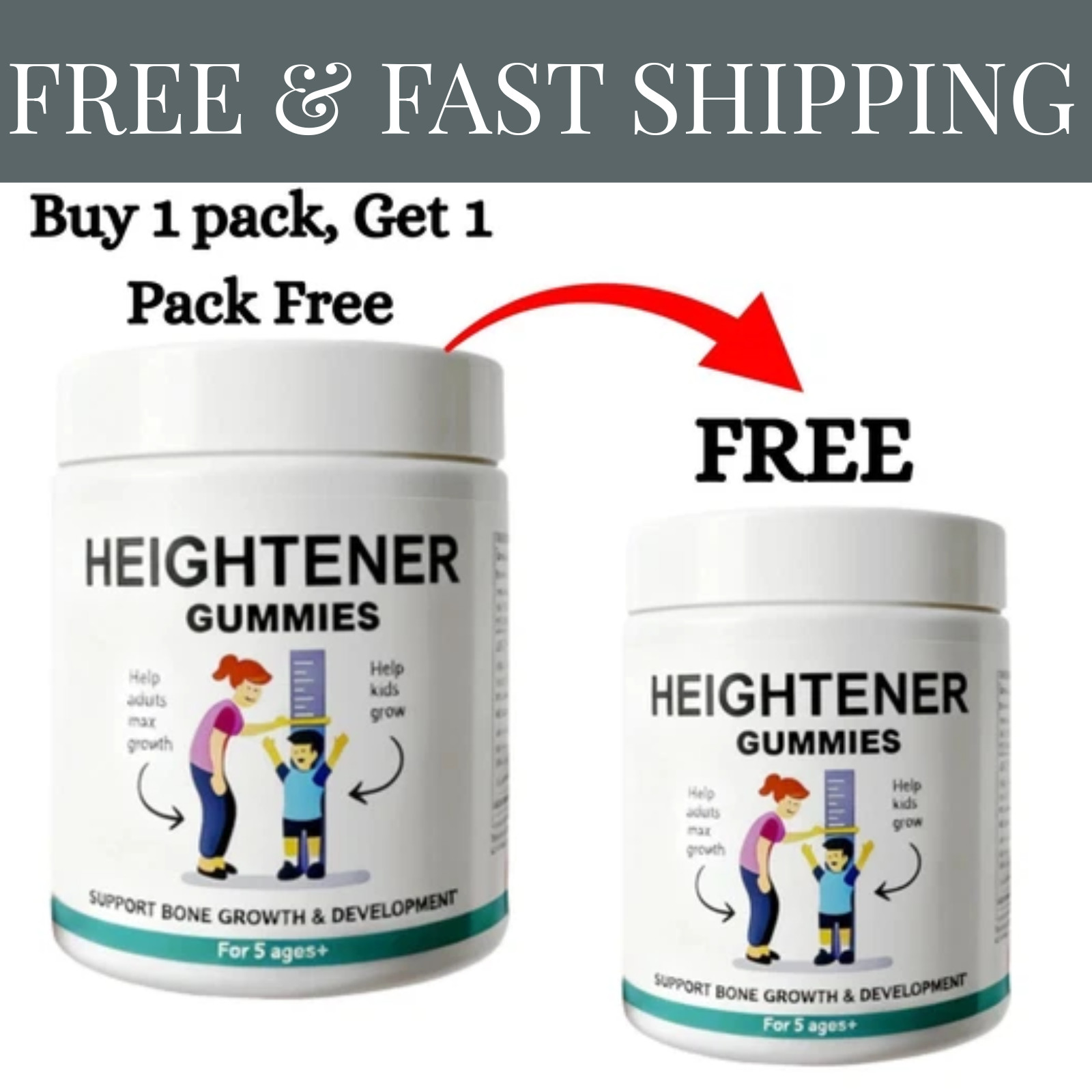 Organic Height Growth Gummies Supplement for Kids Teens Heightener Support