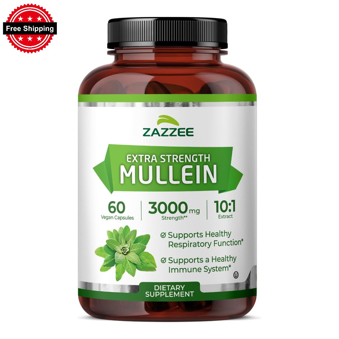 Zazzee Mullein Leaf 10:1 Extract 60 Vegan Capsules Non GMO Free Ship