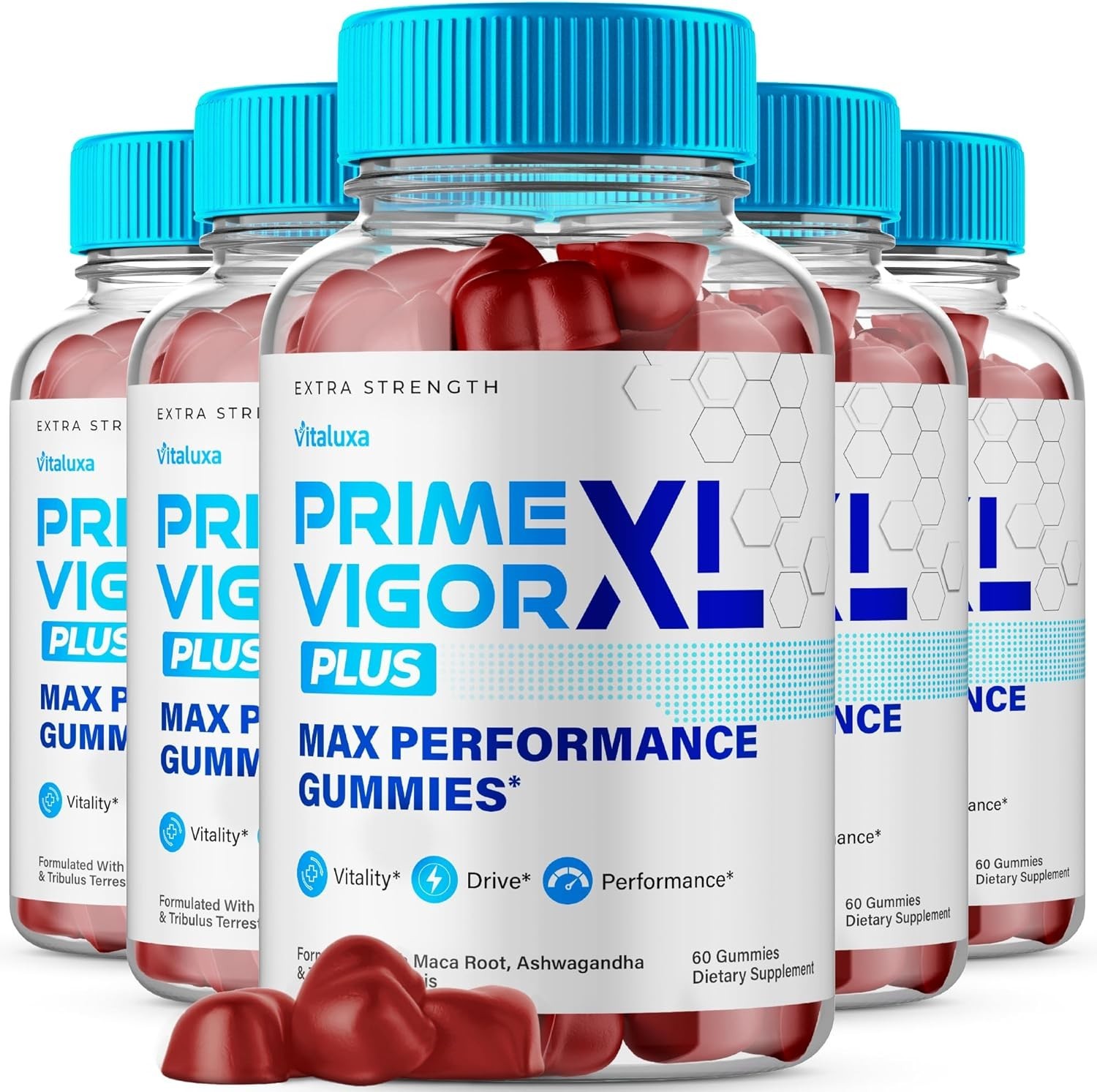(5 Pack) Prime Vigor XL Gummies, Men Advanced Performance Vitamin (300 Gummies)