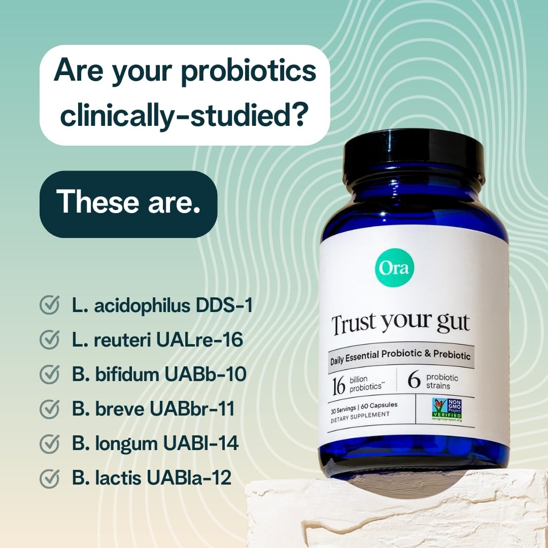 Ora Organic Probiotics with Prebiotics for 60 Count (Pack of 1), Light Green