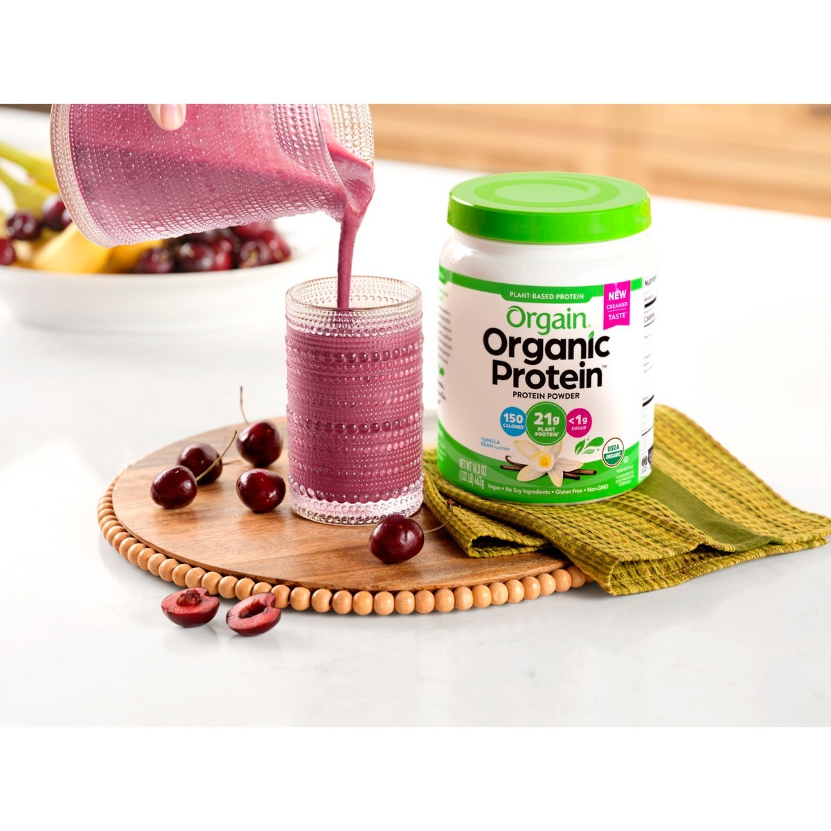 Orgain Organic Vegan Plant Based Protein Powder – Vanilla Bean – 16.32oz 1-Pack