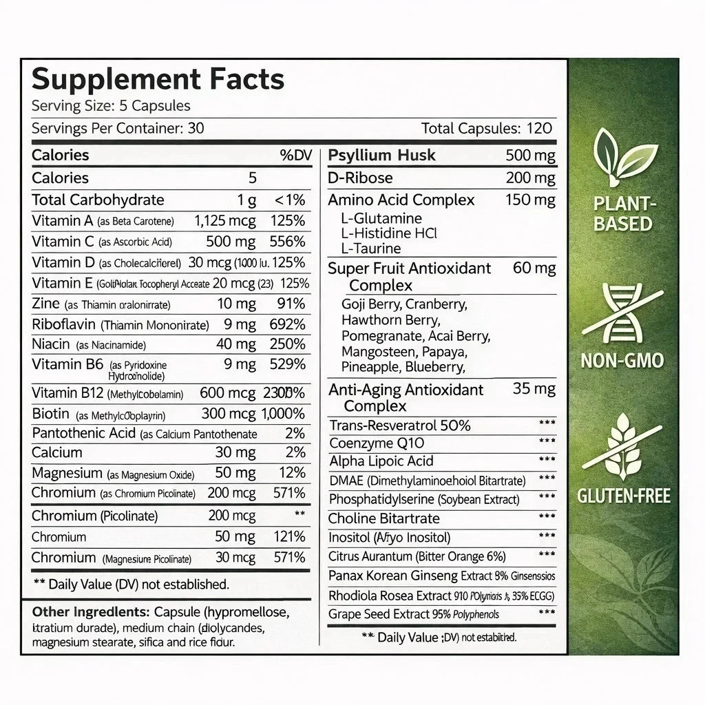 2 Pack SuppBotanics Immuno Vital Immune Support 150+ Nutrients 120 Caps