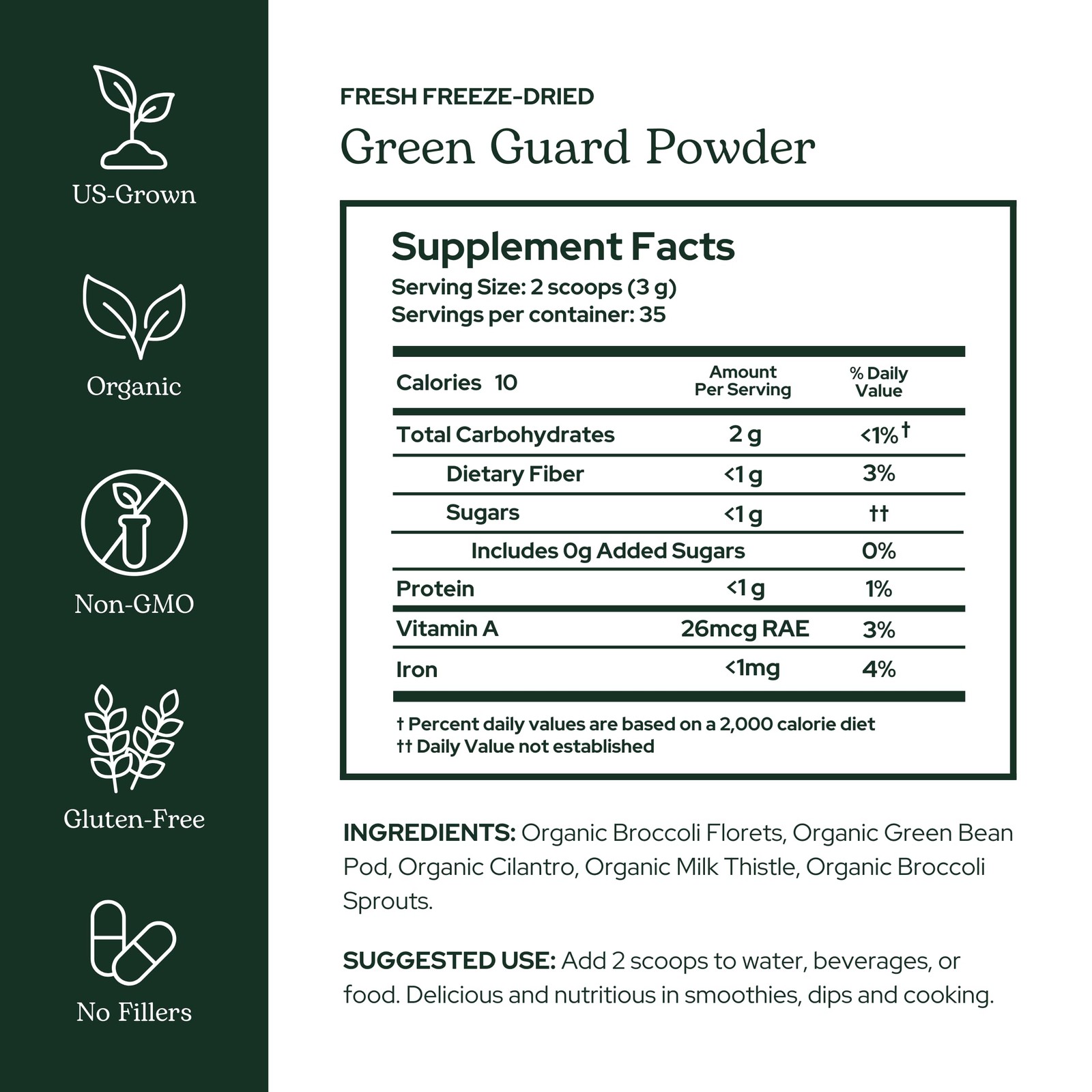 Eclectic Institute Green Guard Powder 3.7 oz Organic Detox Superfood Drink