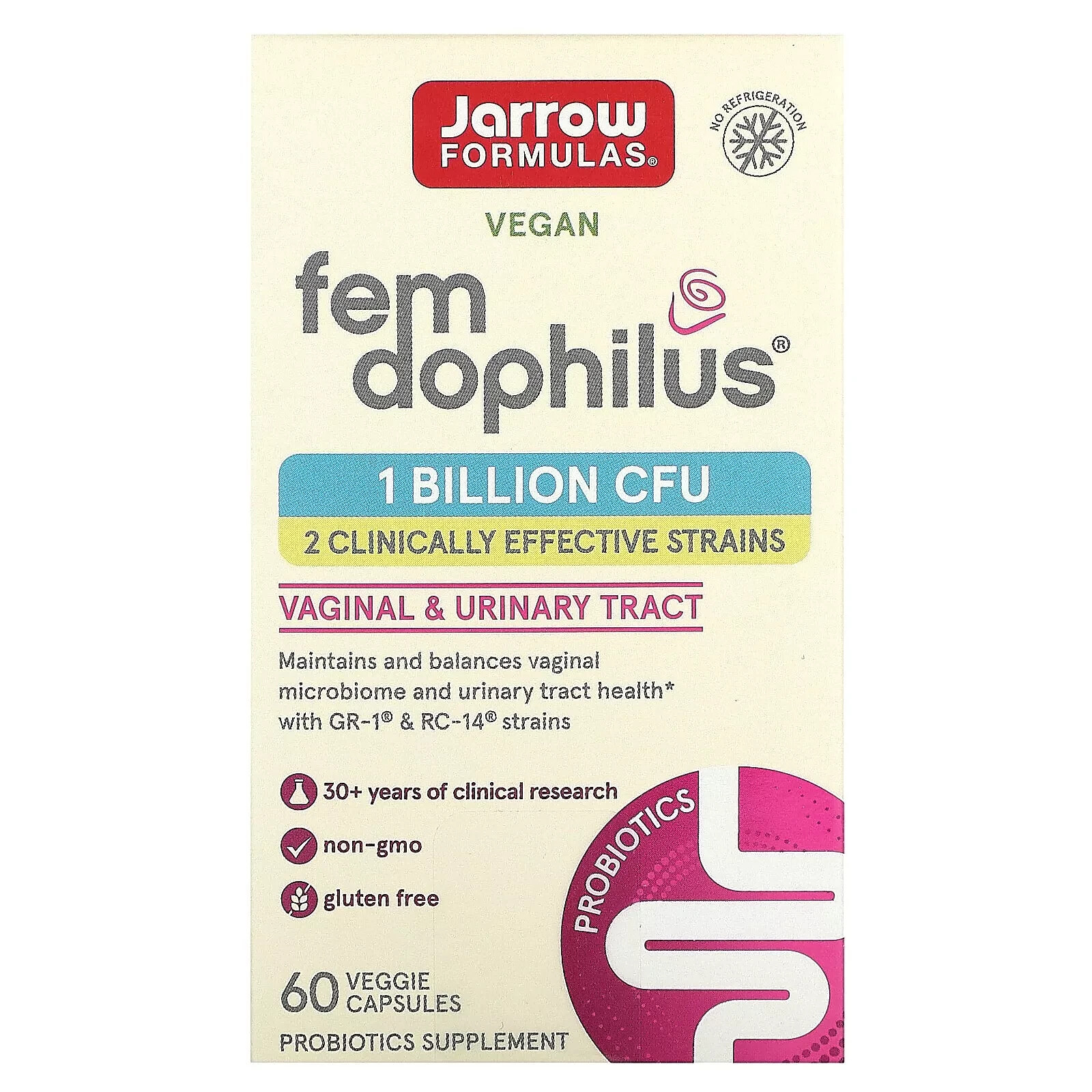 Vegan Fem Dophilus, 1 Billion CFU, 60 Veggie Capsules (shelf stable)