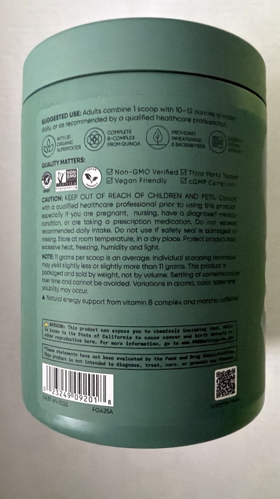 Organic Greens Pineapple Coconut Superfood Powder for Energy & Detox 20 Servings