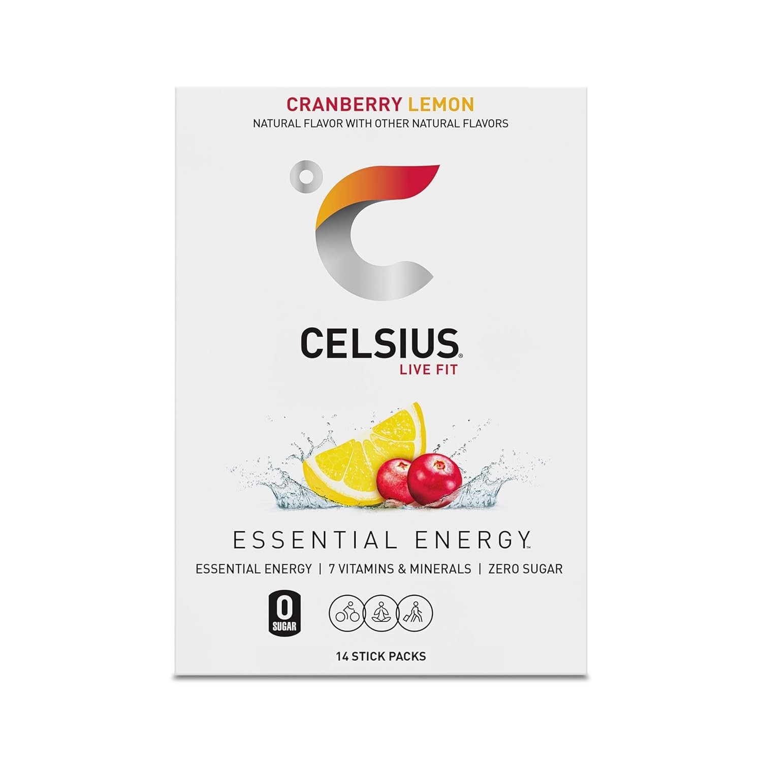 Cranberry Lemon Sugar-Free Energy Powder Mix – 14 Sticks for Active Lifestyle