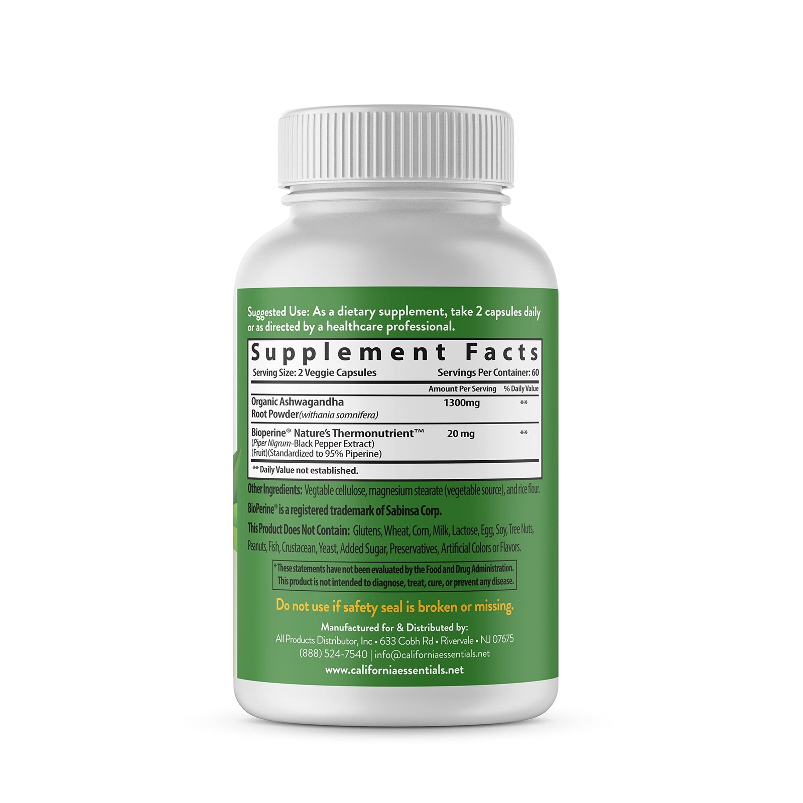 ASHWAGANDHA-1300MG PER SERVING-ENERGY-STRENGTH-LONGEVITY-NEW-SEALED-FREE SHIP