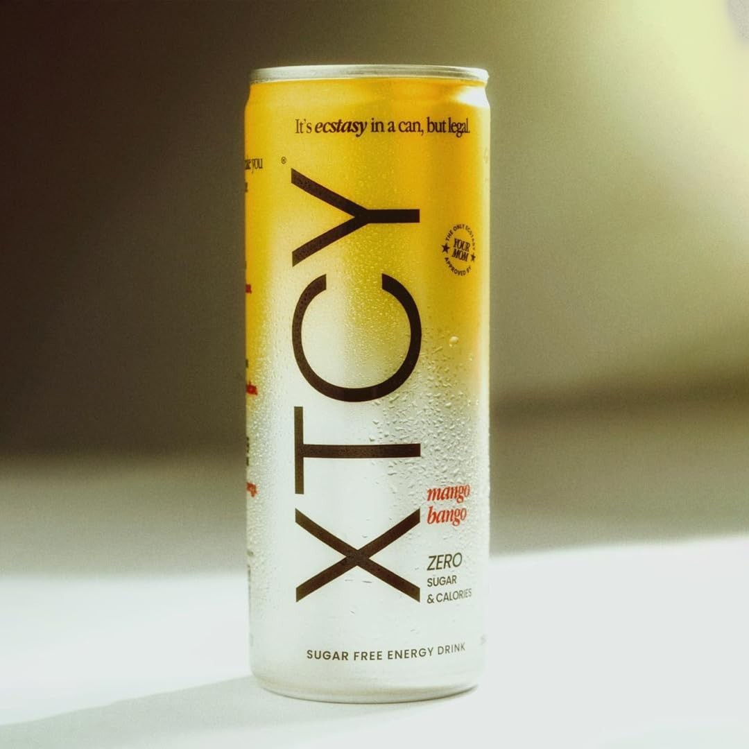 XTCY Mango Bango Energy Drink – 75mg Non-Extreme Caffeine, 0 Sugar, 0 Cal, 4pack
