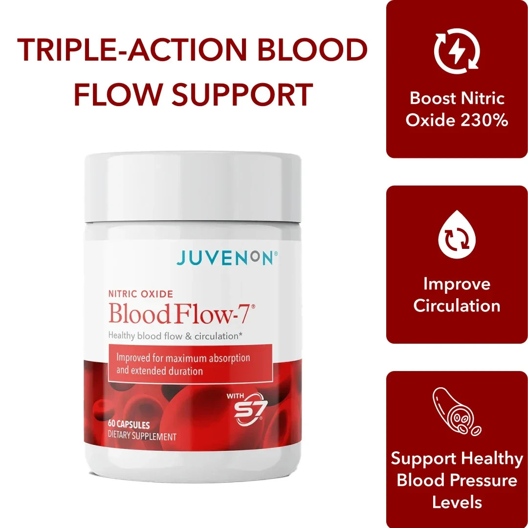 BloodFlow-7 Juvenon | Nitric Oxide Boost 230% | Circulation Support 60 Caps