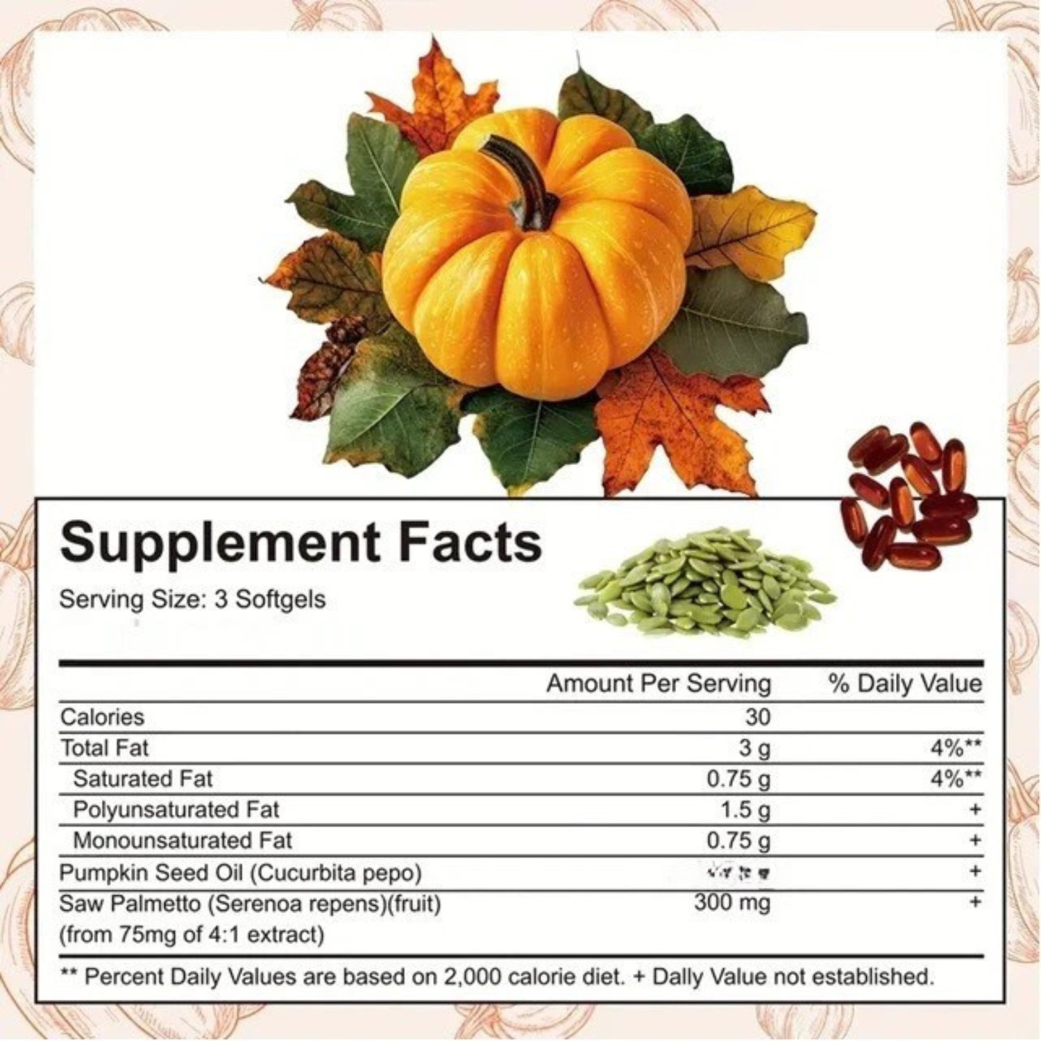 Pumpkin Seed Oil 3000mg Softgels | Cold Pressed Virgin | Saw Palmetto | 300 Coun