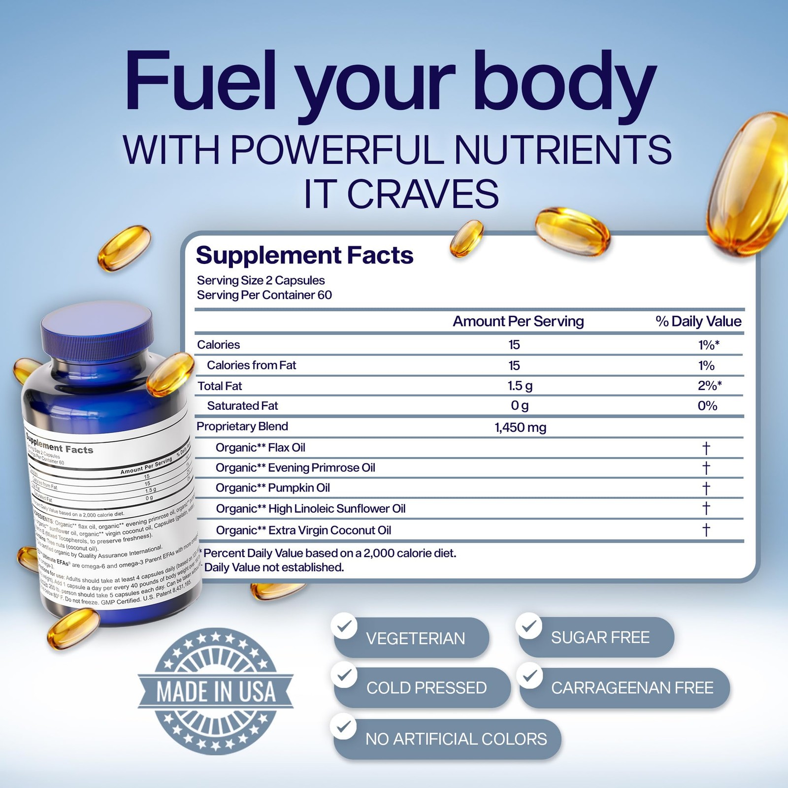 YES Plant Based Omega 3 & 6 Fish Oil Alternative Burpless – Heart, Skin, Eye