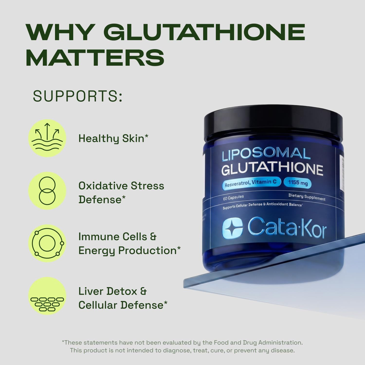 Cata-Kor Liposomal Glutathione 1000mg – Ultra High 60 Count (Pack of 1) *