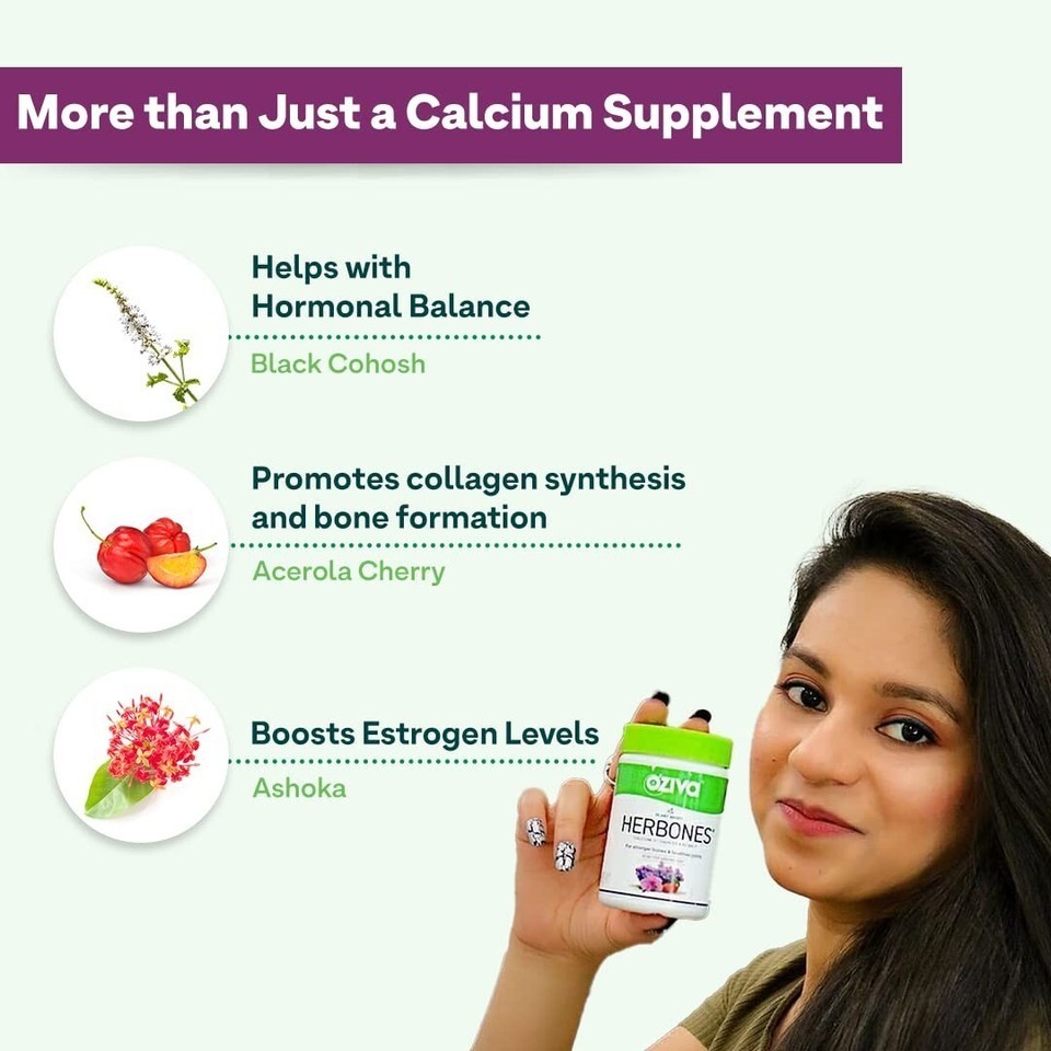 OZiva Plant Based HerBones Healthy Bones Supplement Certified Vegan – 60 Cap
