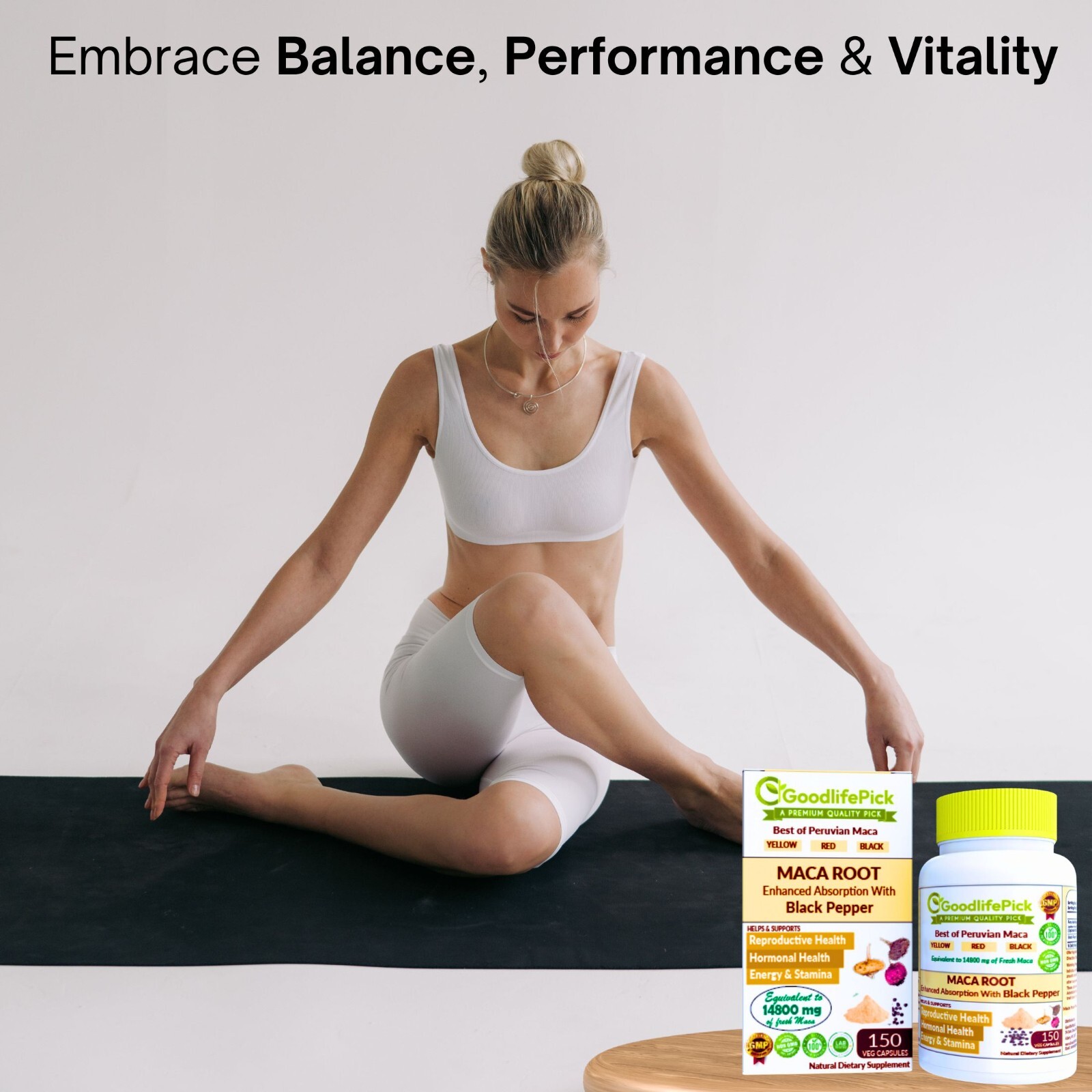 Best Maca Root Capsules. Yellow Maca Black Maca Red Maca & Black Pepper-150 Caps