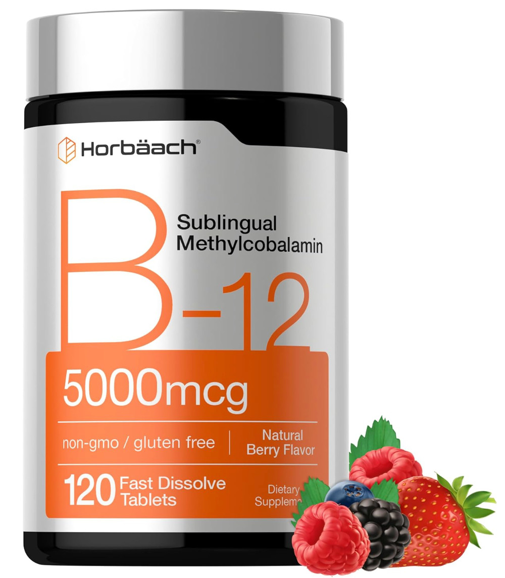 B12 Sublingual Methylcobalamin | 5000mcg | 120 Tablets | by Horbaach | exp-01/29