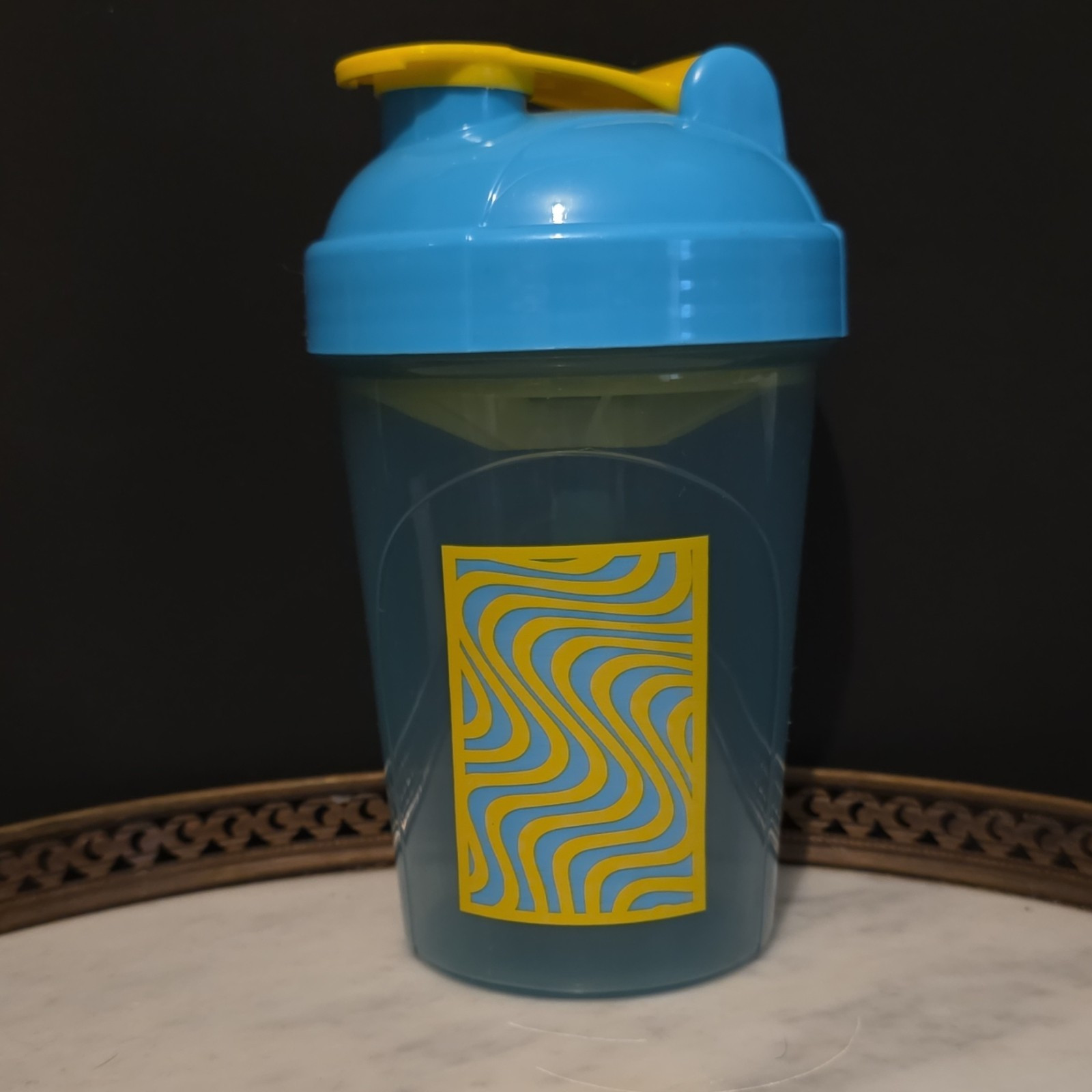 G FUEL Shaker Bottle Pewdiepie Light Blue/Yellow Flip Lock 16oz Reusable Plastic