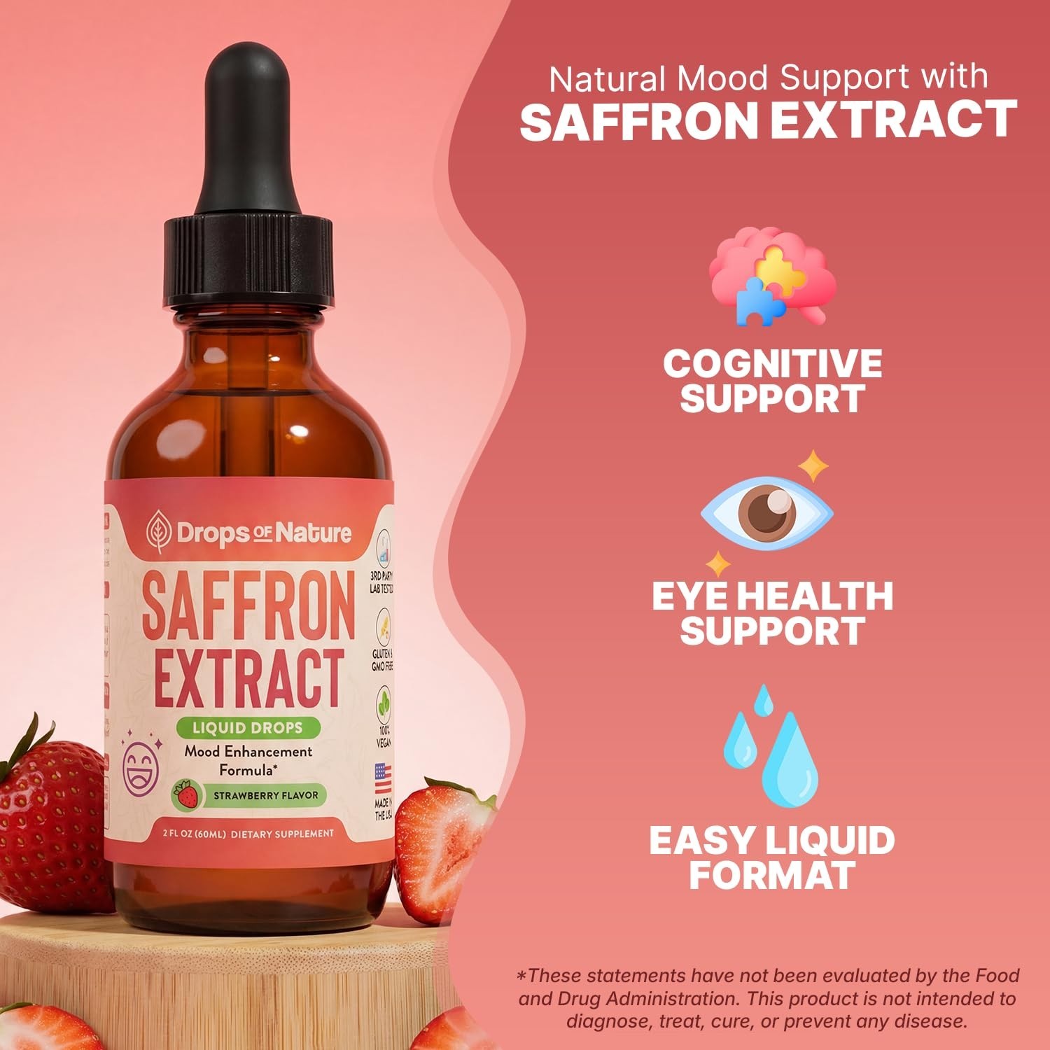 Saffron Extract Supplements for Kids & Adults – Vegan, Fast Absorbing, Eye Healt