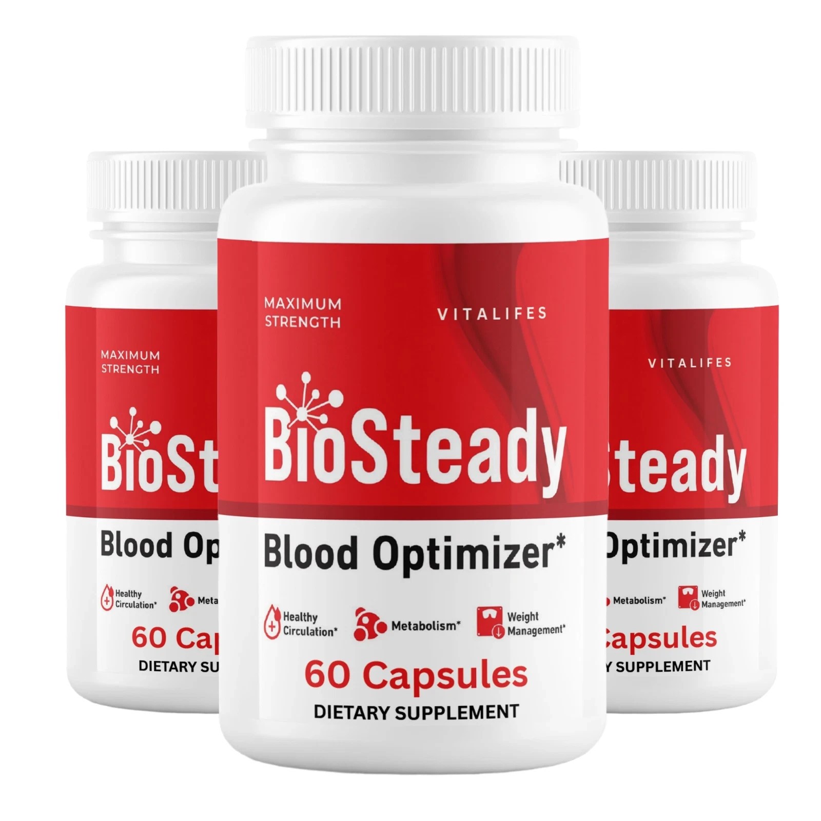 (3 Pack) BioSteady Advanced Blood Max Support Supplement Bio Steady 180 Capsules