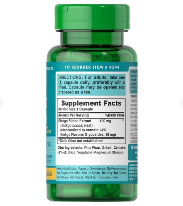 Ginkgo Biloba 120 mg 100 Capsules Supports Healthy Brain Function