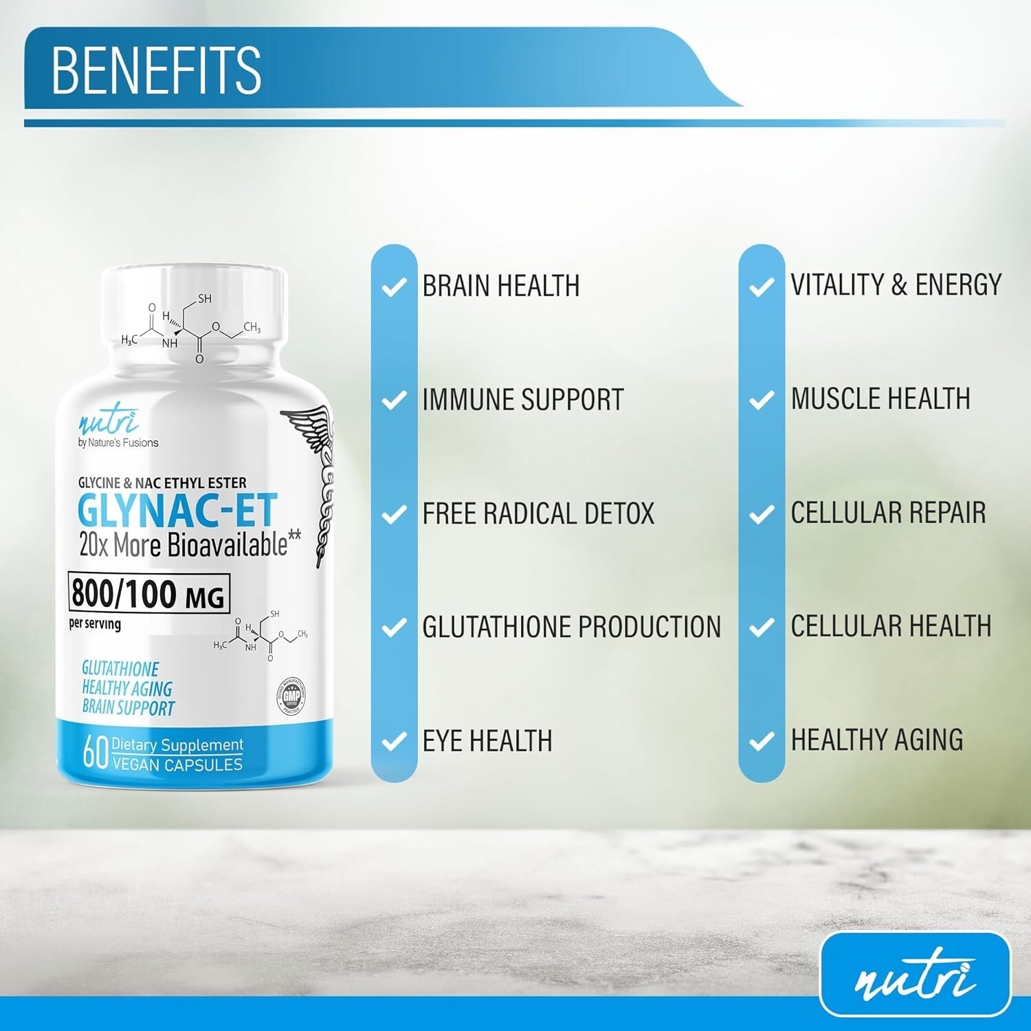 NUTRI GLYNAC-ET Glycine NAC Ethyl Ester Healthy Aging Glutathione Brain Support