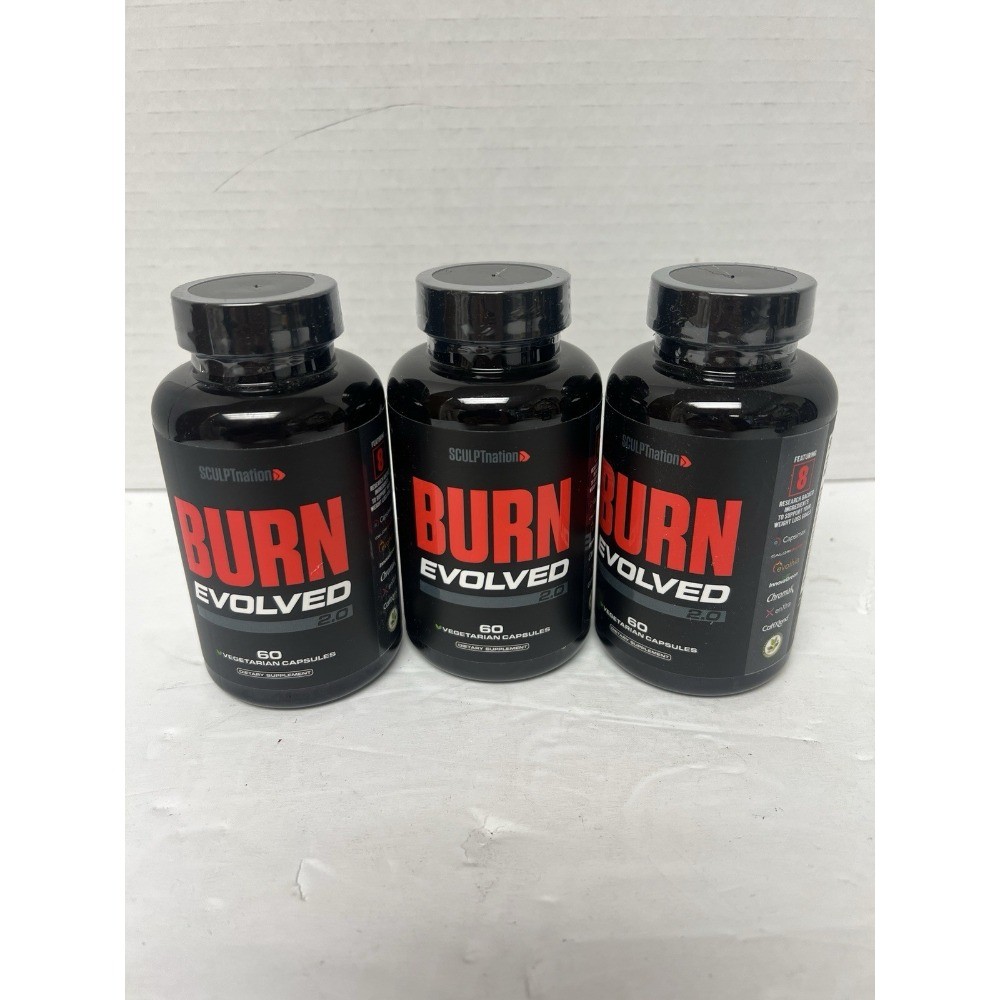3 Pack Sculpt Nation Burn Evolved 2.0 Fat Loss Supplement, 180 Capsules