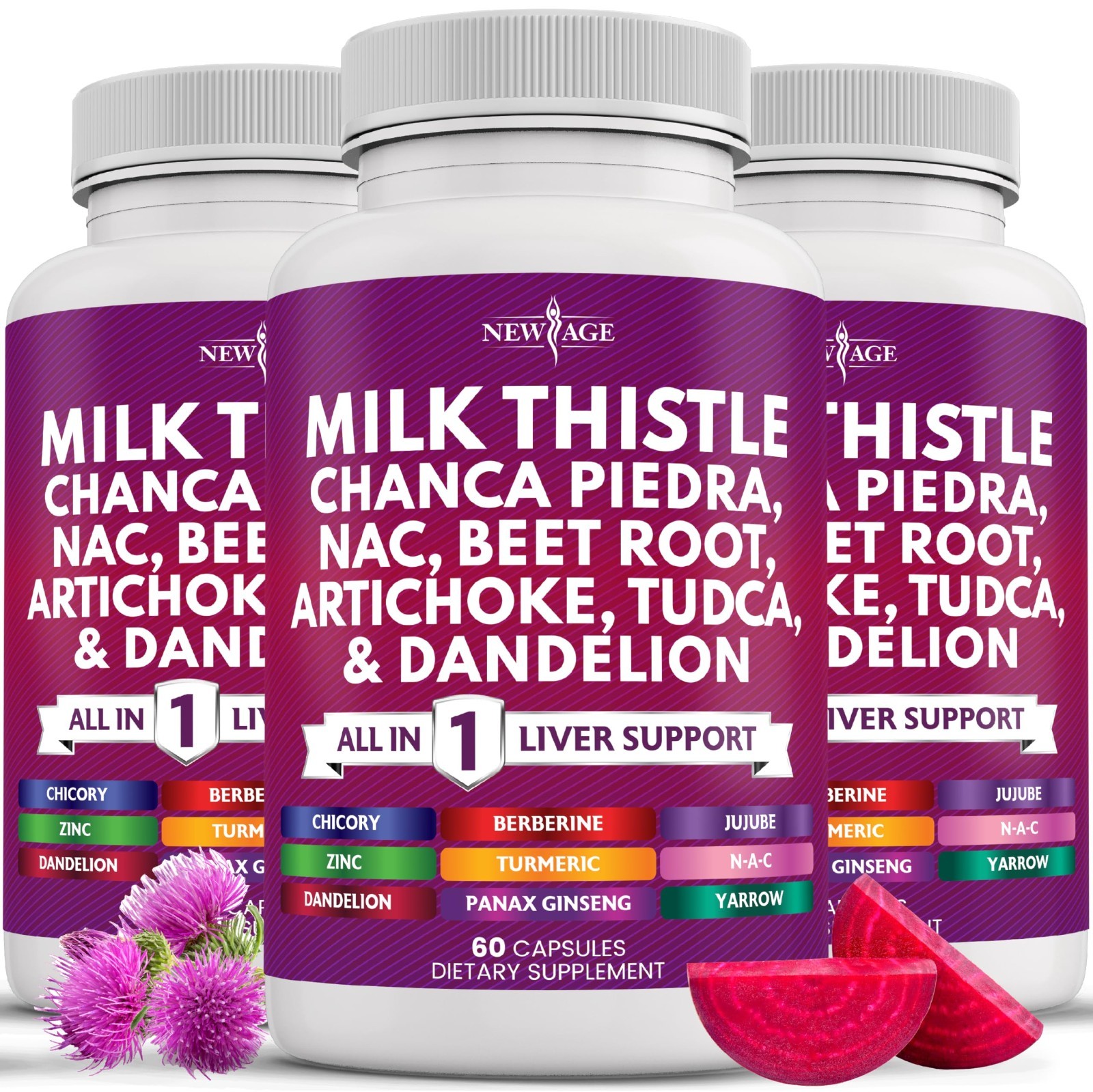 Milk Thistle NAC Chanca Piedra Beet Root Artichoke Dandelion Root TUDCA 180 Coun