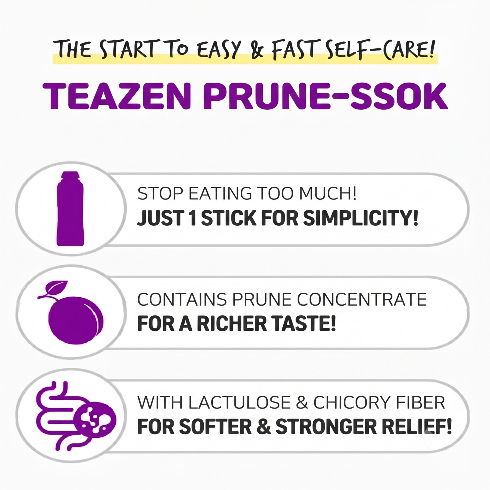 [TEAZEN Prune Ssok 50g x 5 Pouches] Prune Jelly Stick, Digestive Detox & Constip