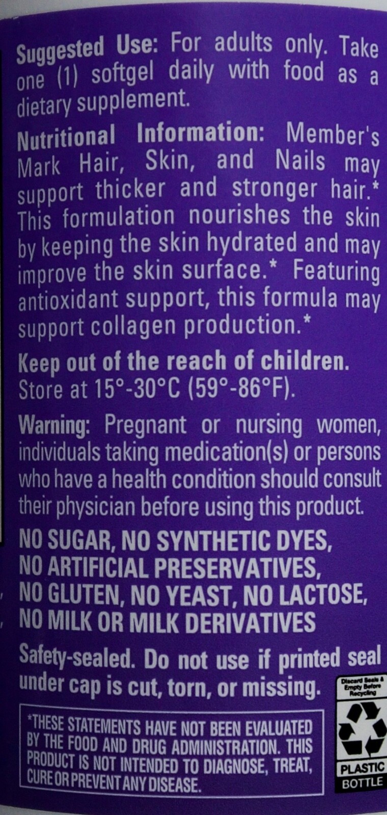 Member’s Mark Advanced Hair, Skin, Nails, 120 Softgels
