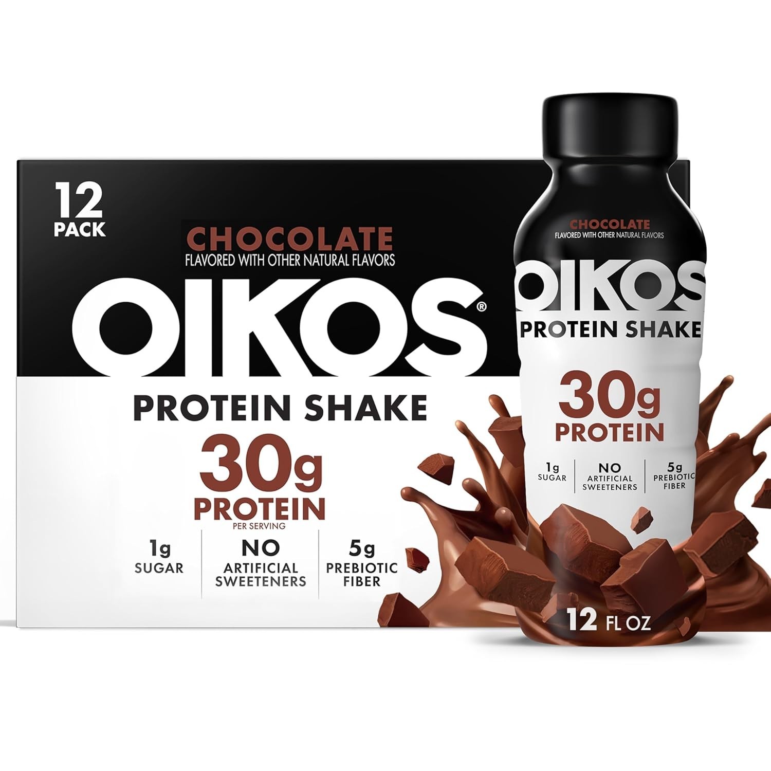 Oikos Protein Shake, Shelf Stable, Chocolate, 30g Protein, 12 fl oz