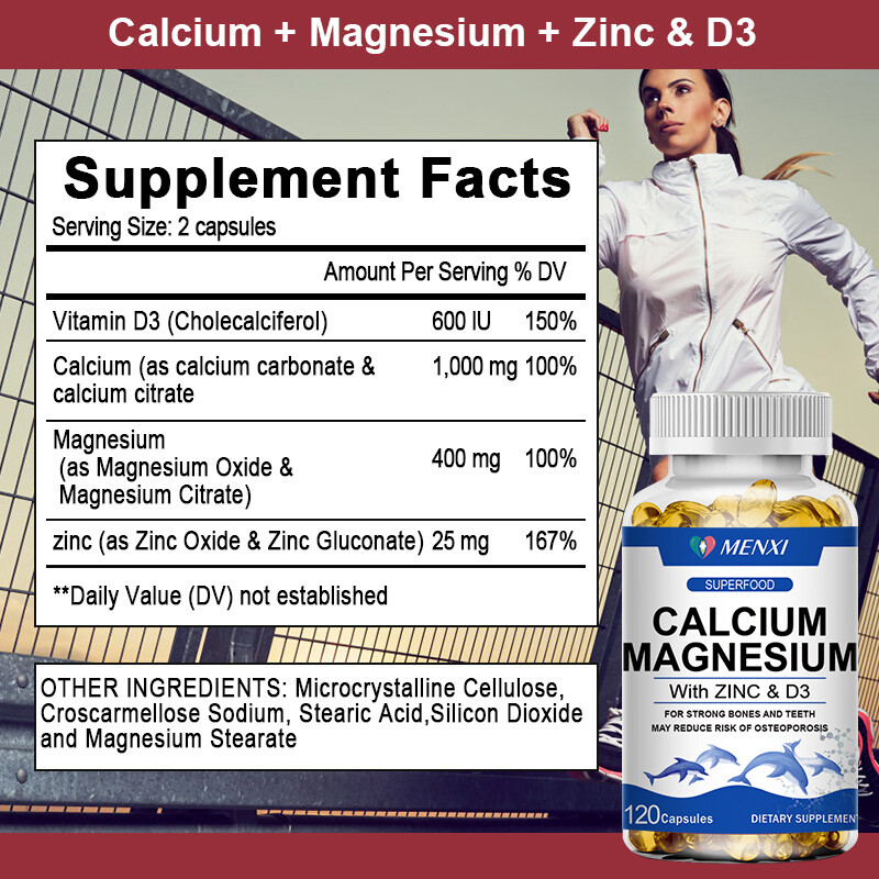 Calcium Magnesium Zinc with Vitamin D3 Capsules Bone Health Muscle Improvement