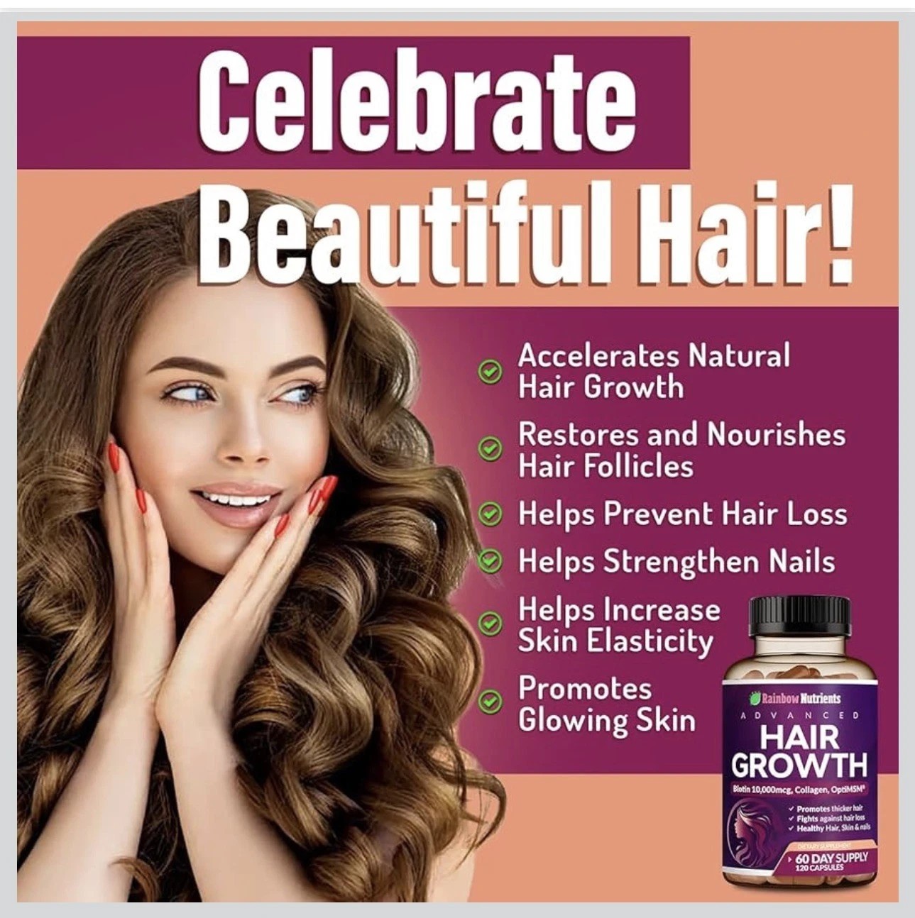 Rainbow Nutrients Advanced Hair Growth-Promote Hair Growth and Prevent Hair Loss