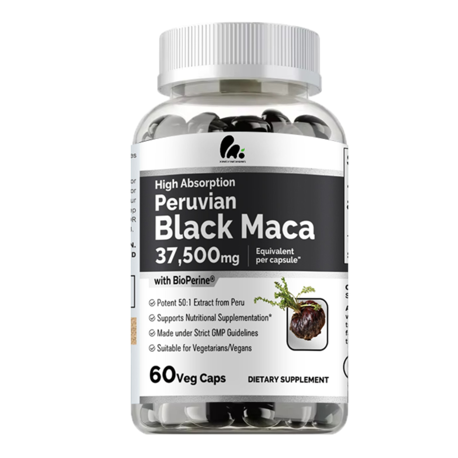 Peruvian Black Maca 37500mg – Natural Energy Booster, Testosterone Support NEW