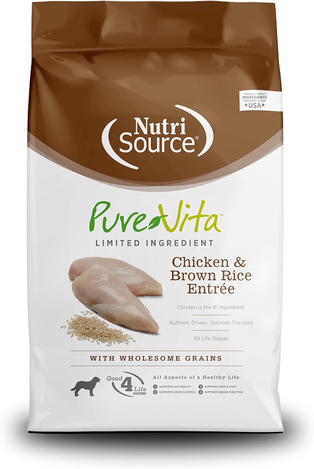NutriSource Pure Vita Dog Food,Made with Chicken and Brown Rice,with Wholesome G