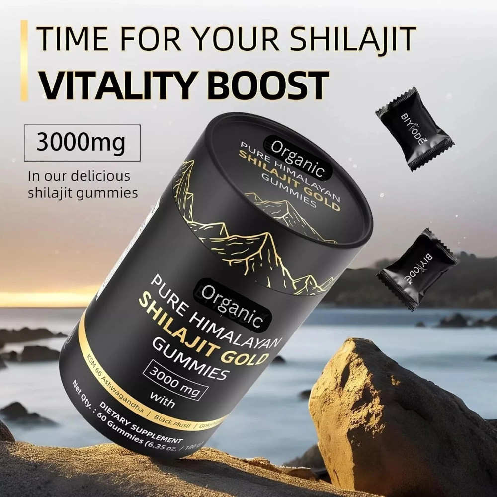 Pure Himalayan Shilajit Gold Gummies with Ashwagandha, and Gokshura , 60 Gummies