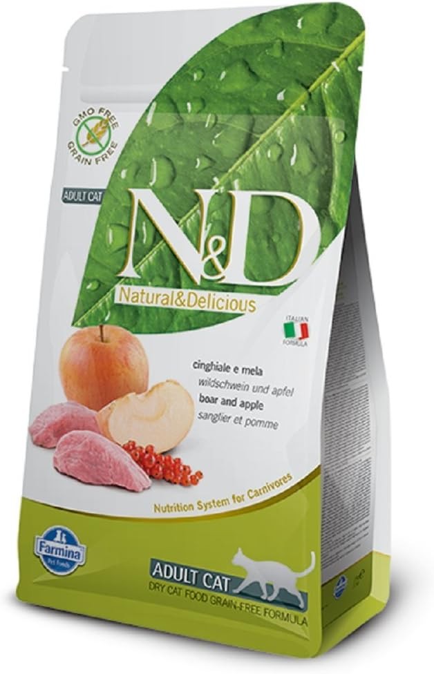 Farmina Natural & Delicious Grain Free Boar and Apple Adult Cat,11 lb bag