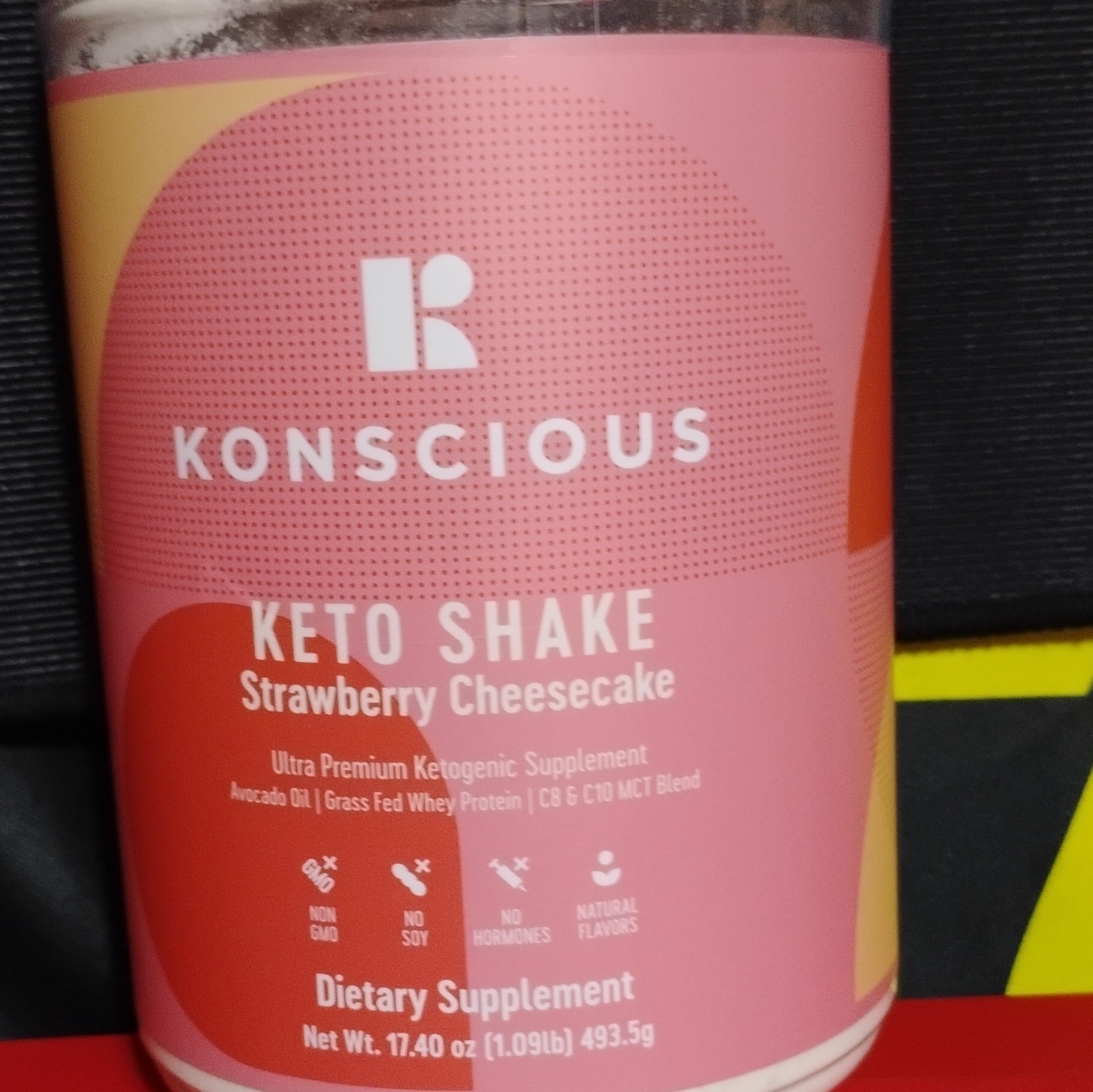 Konscious Keto Shake Powder Strawberry Cheesecake Non-GMO No Soy 17.4 oz