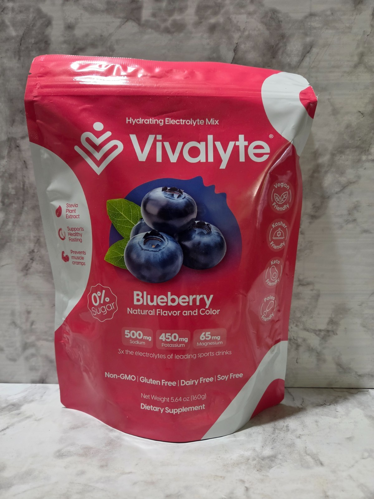 Vivalyte Hydrating Electrolyte Mix Blueberry 20 Stick Packs 5.64 OZ 9/2026