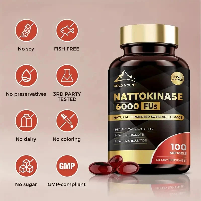 Nattokinase 6000 FU Enzyme For Heart/Brain Health, Blood Circulation 100gels US